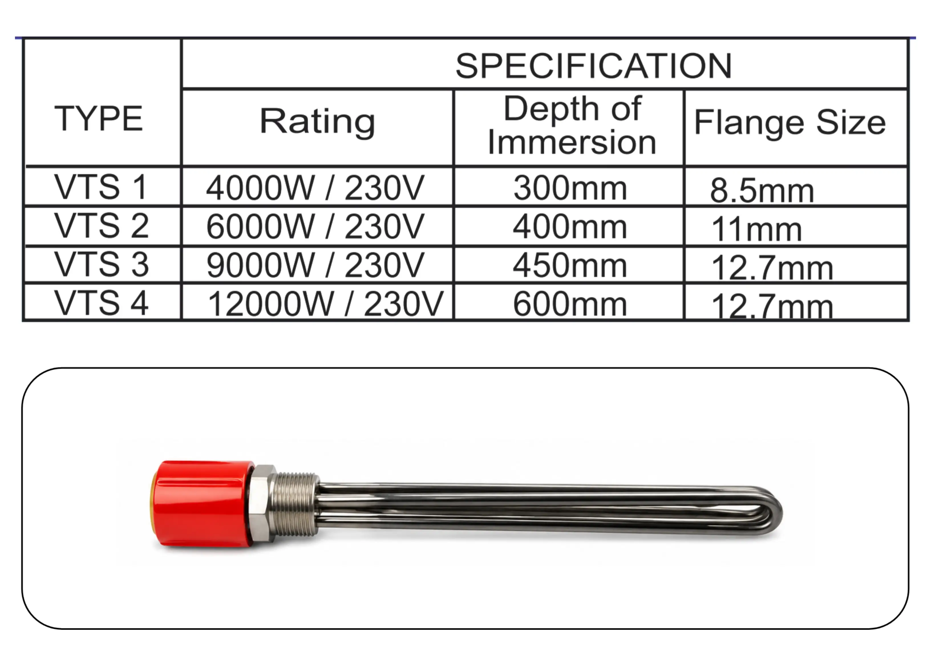 VTS Immersion Water Heater