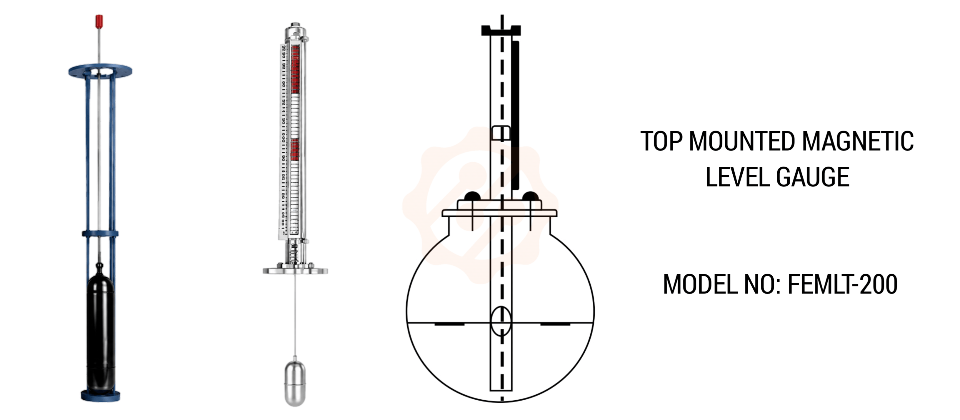 Top Mounted Magnetic Level Gauge - Diagram