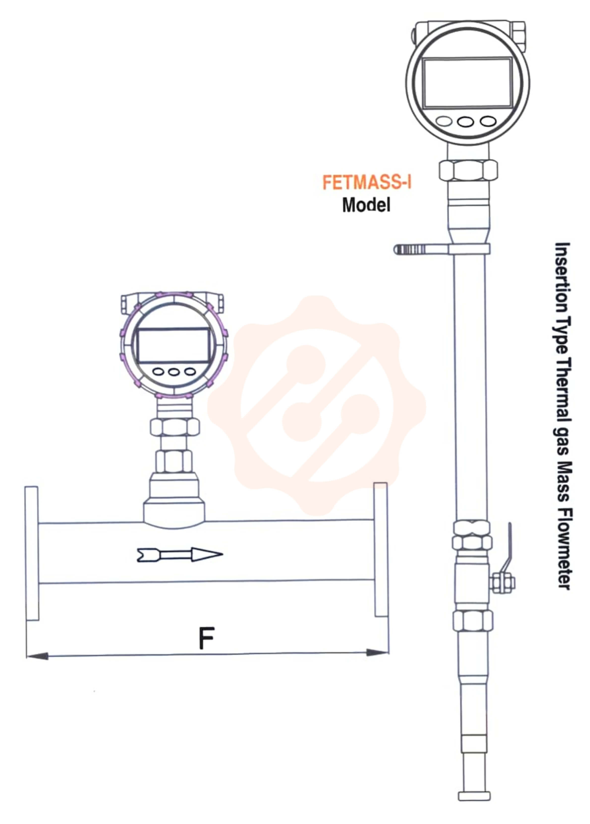 Thermal Gas Mass Flowmeter - Diagram